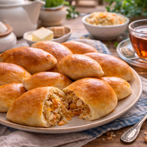 Пирожки с капустой на тарелке