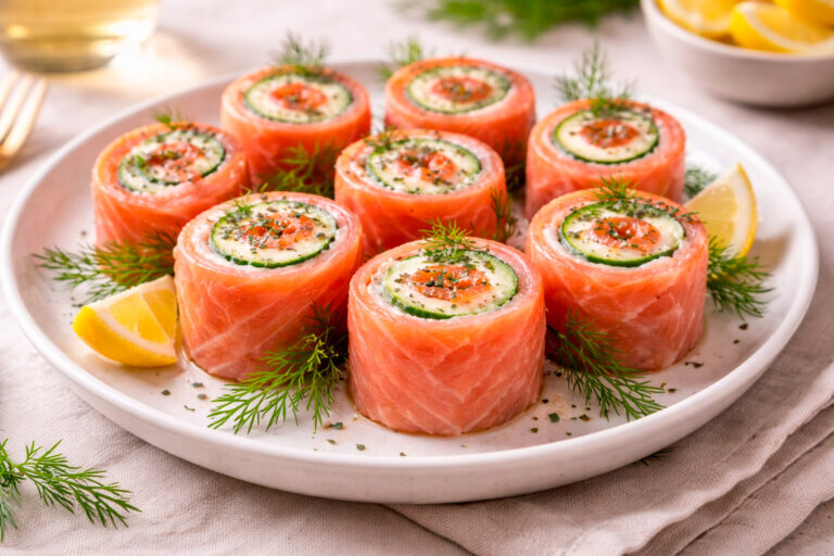 Рыбная закуска с творожным сыром и огурцом